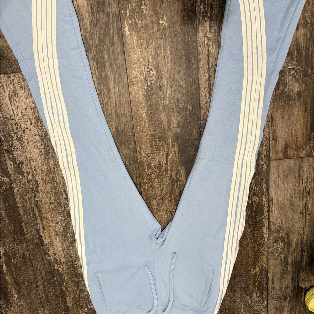 Light Blue Sweatpants with White Stripes